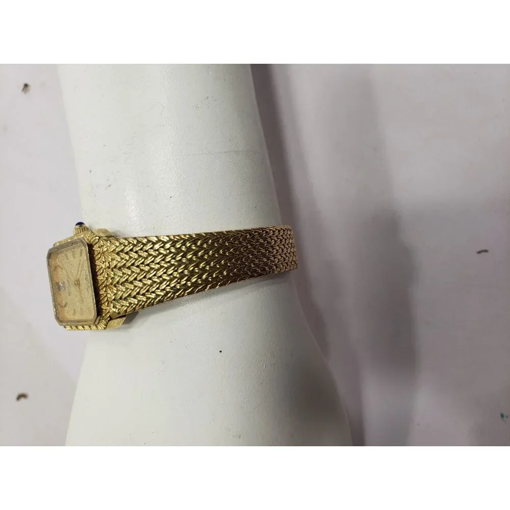 Vintage Ladies DUFONTE By Lucien Piccard Classic Gold Tone Square Face w/Diamond